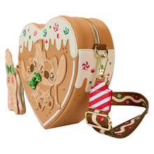 Load image into Gallery viewer, Lilo & Stitch Angel and Stitch Gingerbread Heart Crossbody Bag