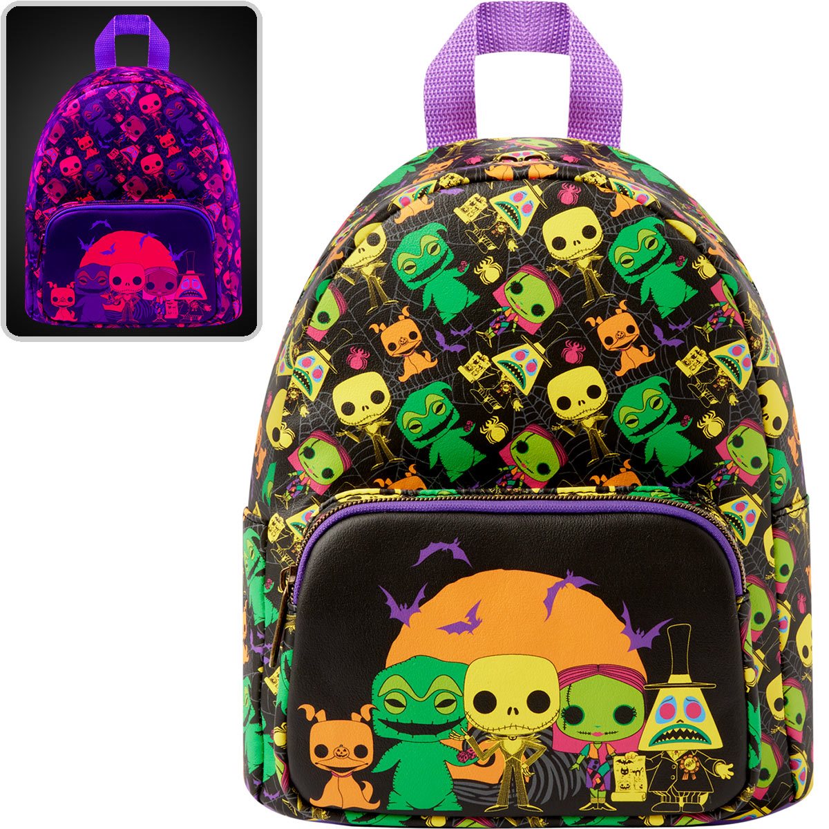 galaxy mini backpacks for adults The Nightmare Before Christmas Black Light Print Mini-Backpack – Graystar Outpost
