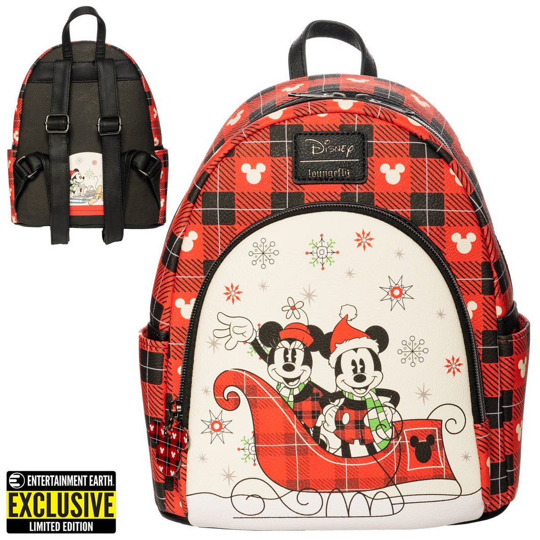 Disney Holiday Mickey Mouse and Minnie Mouse Mini-Backpack - Entertainment Earth Exclusive