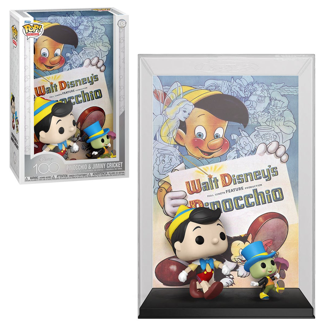 Disney 100 Pinocchio and Jiminy Cricket Pop! Movie Poster with Case