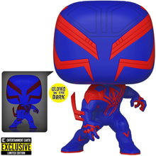 Load image into Gallery viewer, Spider-Man: Across the Spider-Verse Spider-Man 2099 Glow-in-the-Dark Pop! Vinyl Figure – Entertainment Earth Exclusive
